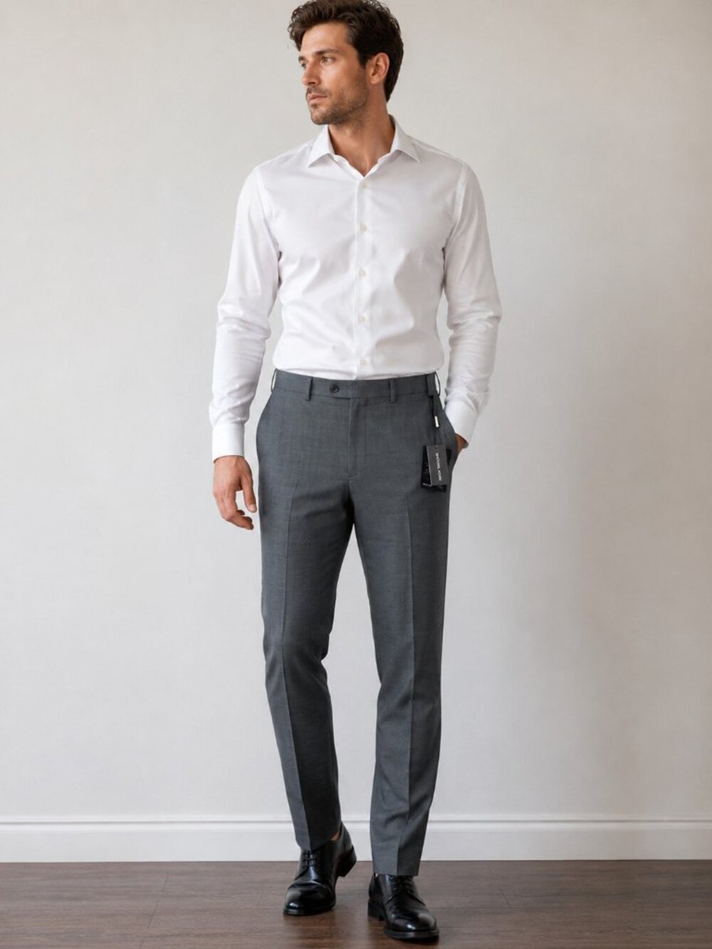 Michael Kors Men's Plaid Classic-Fit Wool-Blend Stretch Pants Gray